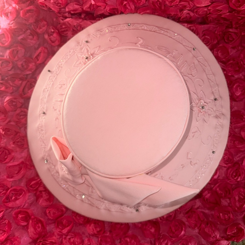 Elegant Pink Women's Hat Vintage Tea By Studio B - Picture 5 of 9